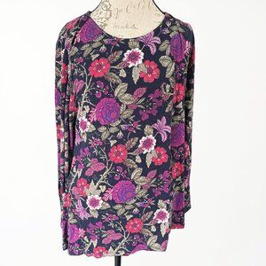 Khakis & Co Floral Long Sleeve Top Size Large